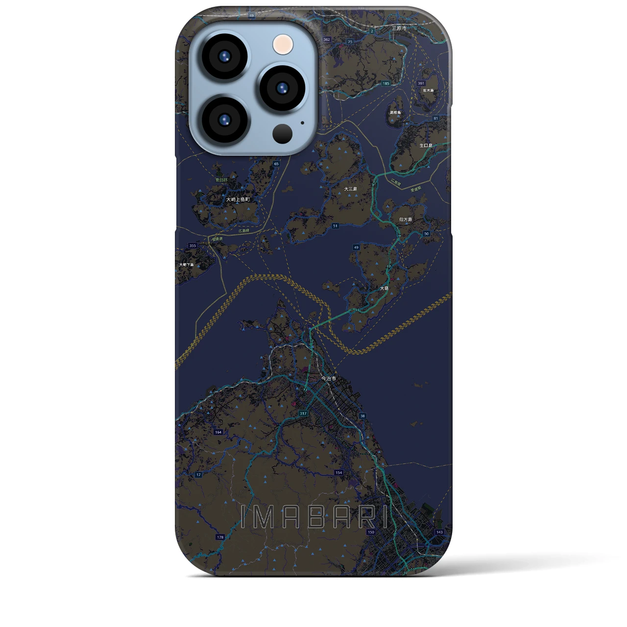 【今治3（愛媛県）】地図柄iPhoneケース（バックカバータイプ）
