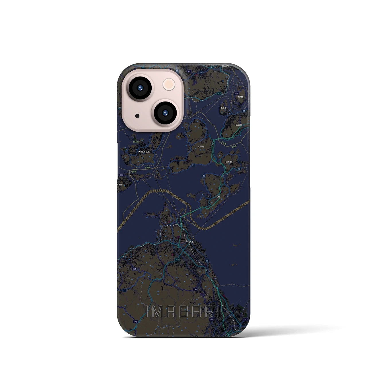 【今治3（愛媛県）】地図柄iPhoneケース（バックカバータイプ）
