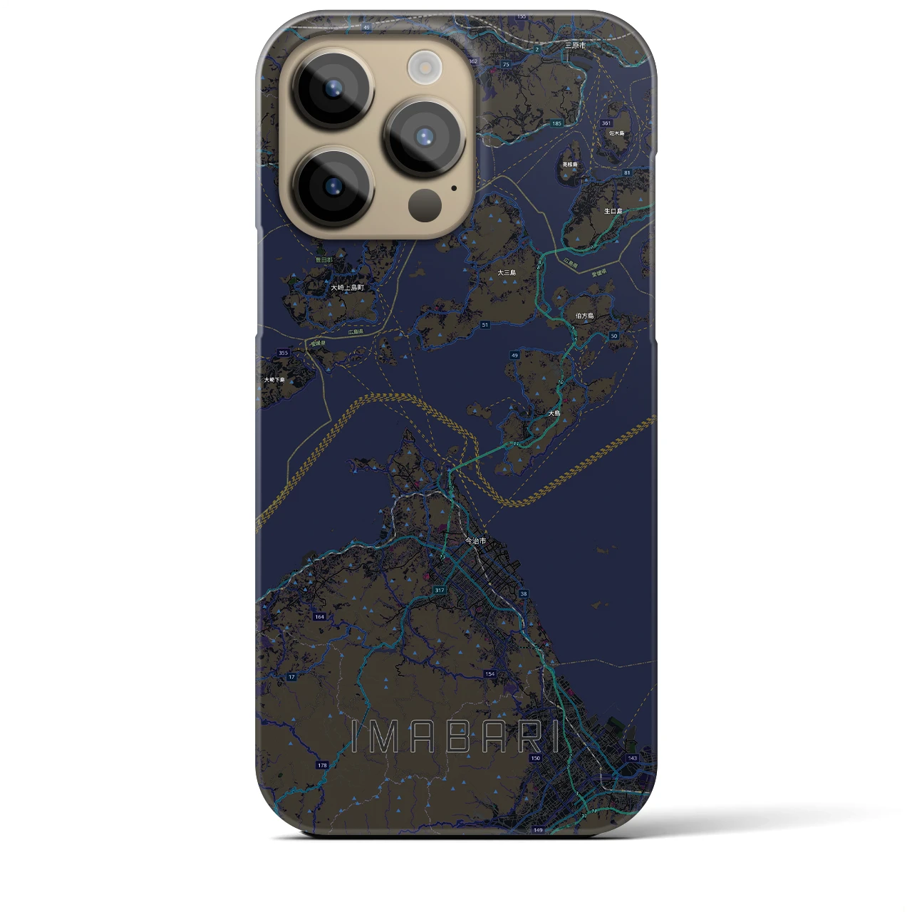 【今治3（愛媛県）】地図柄iPhoneケース（バックカバータイプ）
