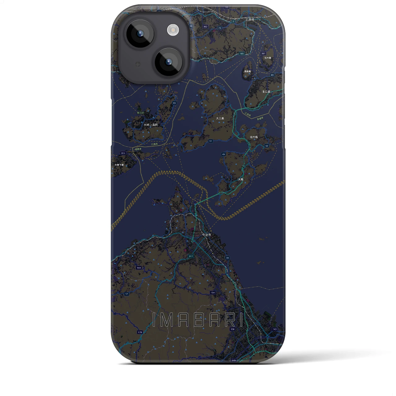 【今治3（愛媛県）】地図柄iPhoneケース（バックカバータイプ）