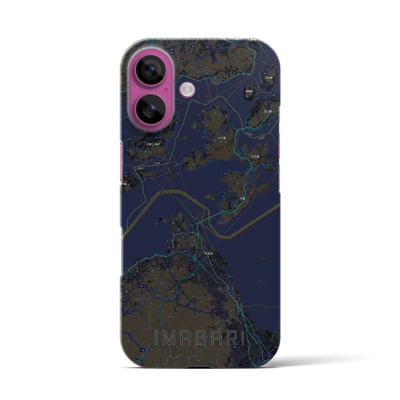 【今治3（愛媛県）】地図柄iPhoneケース（バックカバータイプ）