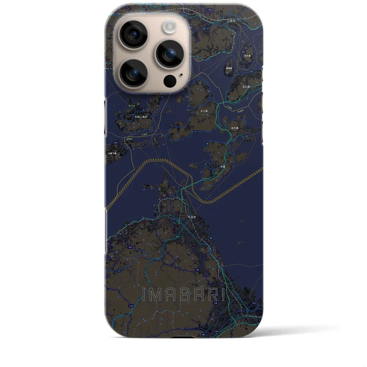 【今治3（愛媛県）】地図柄iPhoneケース（バックカバータイプ）