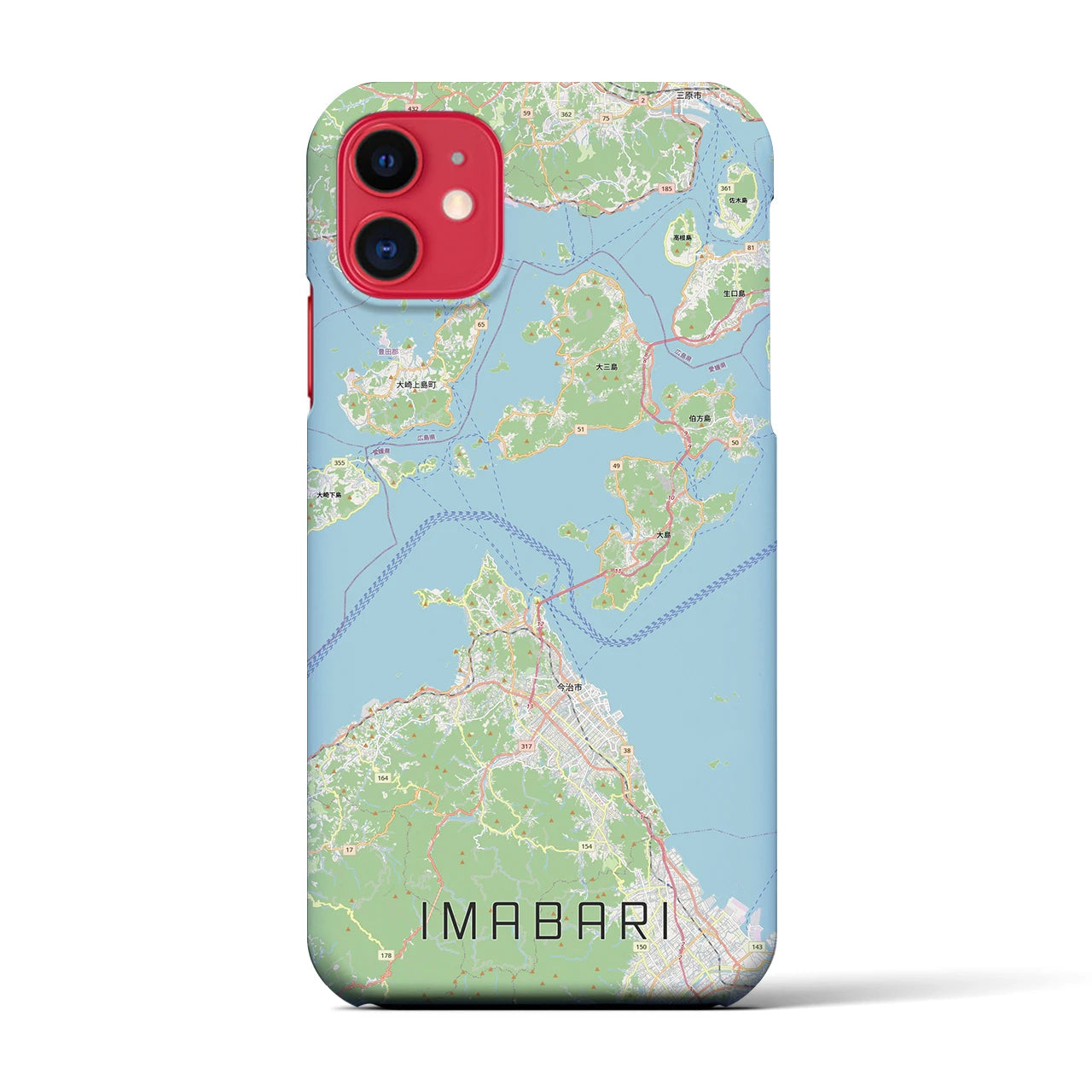 【今治3（愛媛県）】地図柄iPhoneケース（バックカバータイプ）