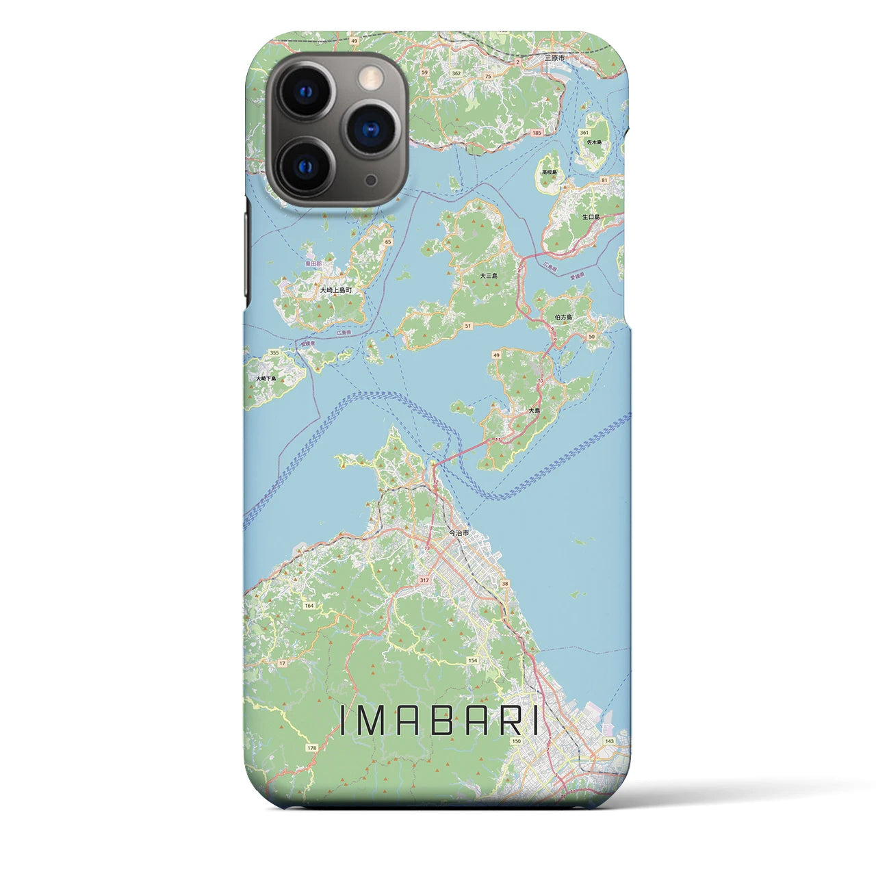【今治3（愛媛県）】地図柄iPhoneケース（バックカバータイプ）