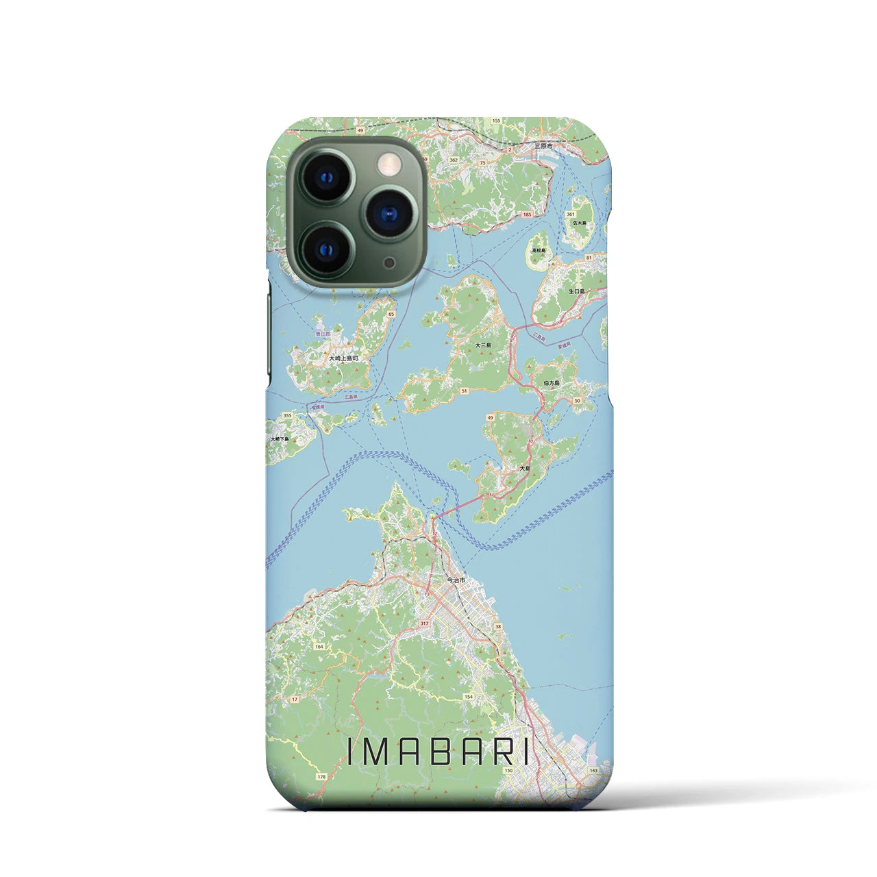【今治3（愛媛県）】地図柄iPhoneケース（バックカバータイプ）