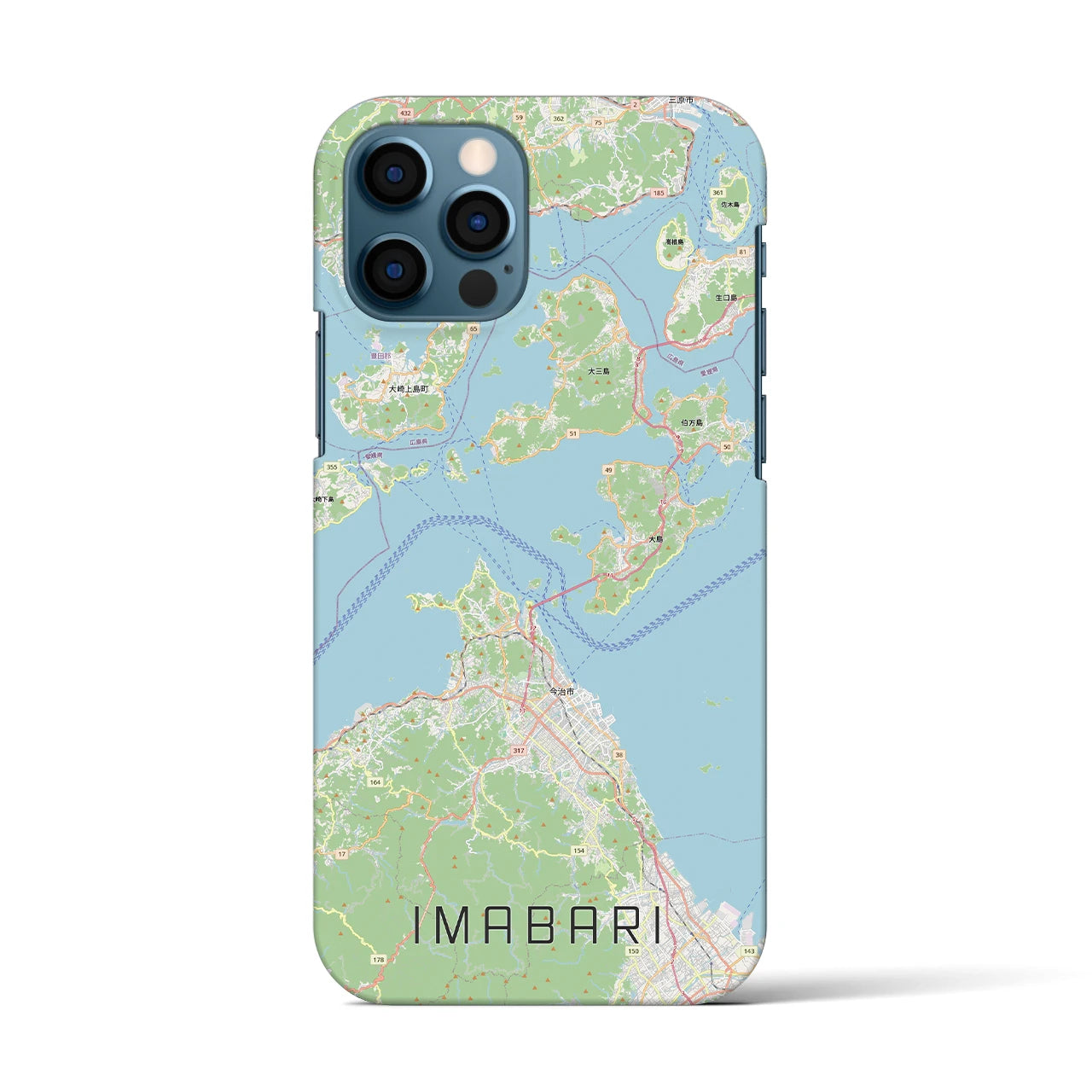【今治3（愛媛県）】地図柄iPhoneケース（バックカバータイプ）
