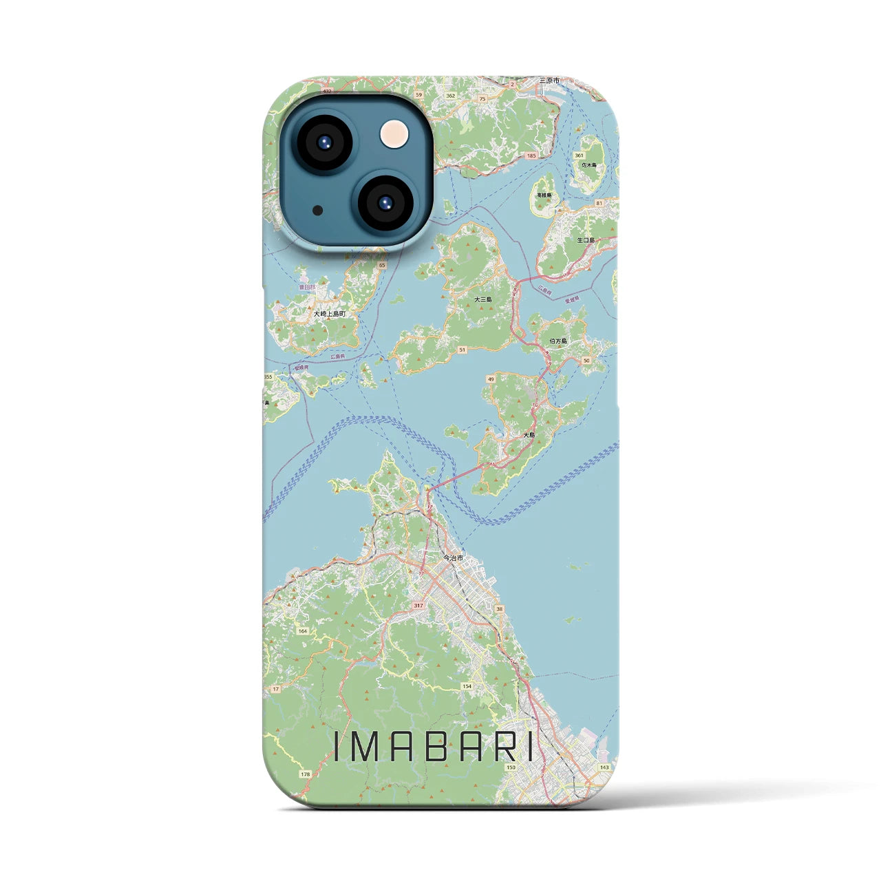 【今治3（愛媛県）】地図柄iPhoneケース（バックカバータイプ）