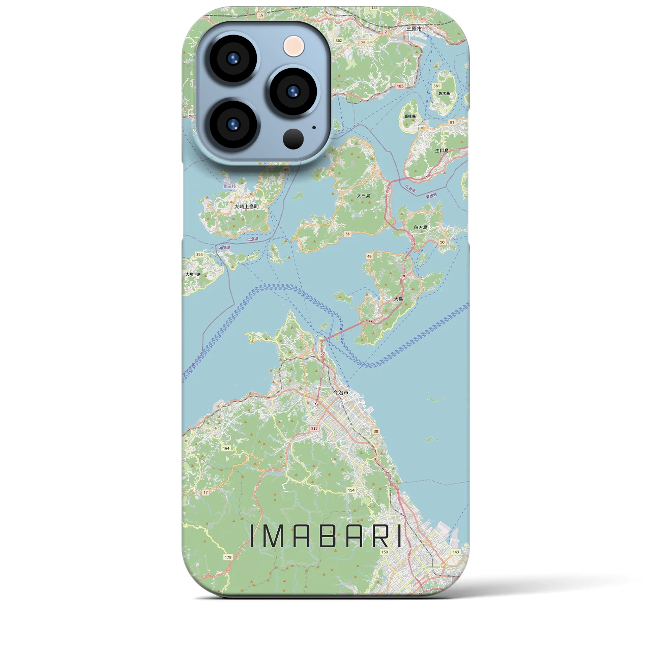 【今治3（愛媛県）】地図柄iPhoneケース（バックカバータイプ）