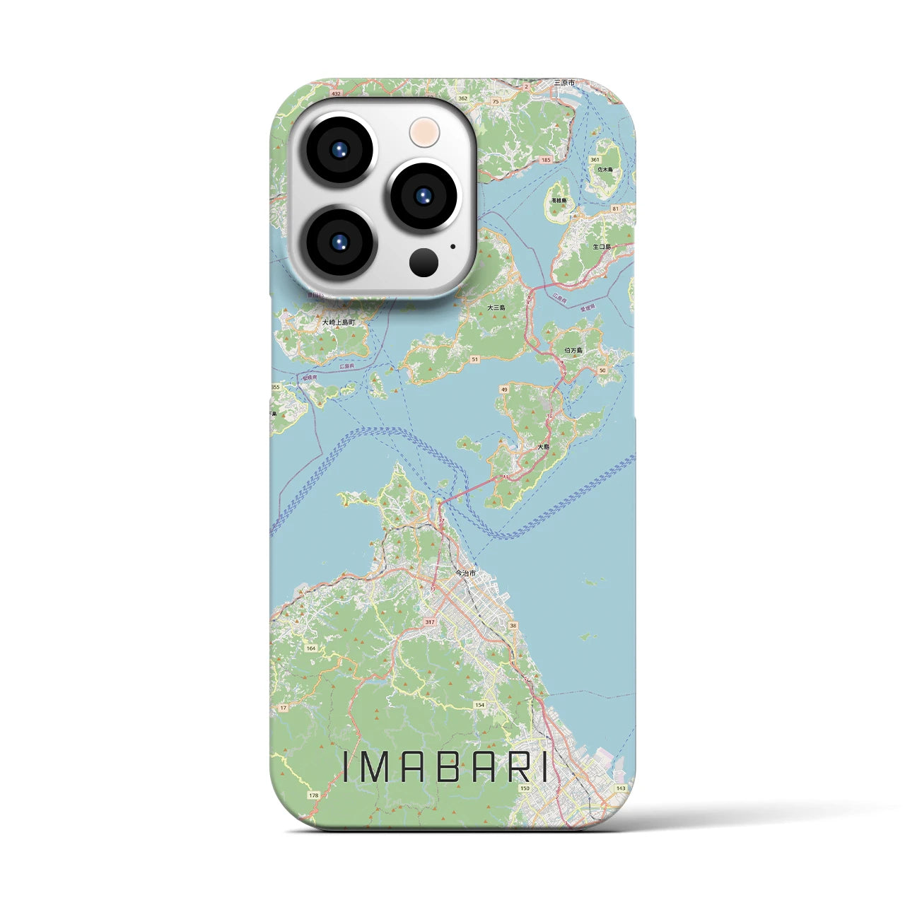 【今治3（愛媛県）】地図柄iPhoneケース（バックカバータイプ）