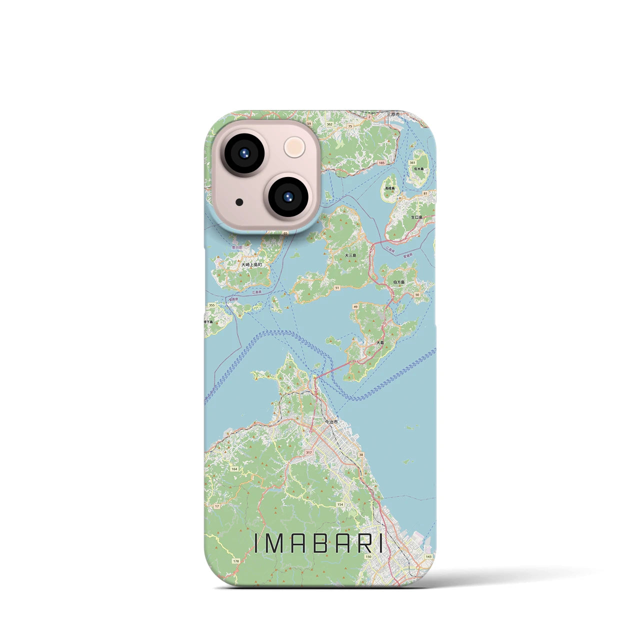 【今治3（愛媛県）】地図柄iPhoneケース（バックカバータイプ）
