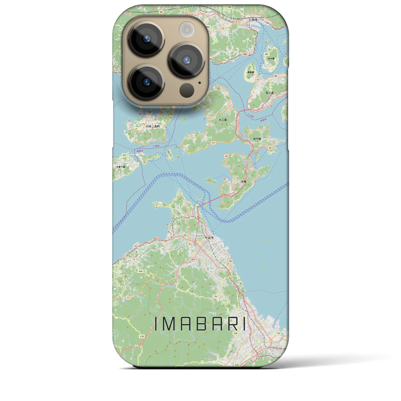 【今治3（愛媛県）】地図柄iPhoneケース（バックカバータイプ）