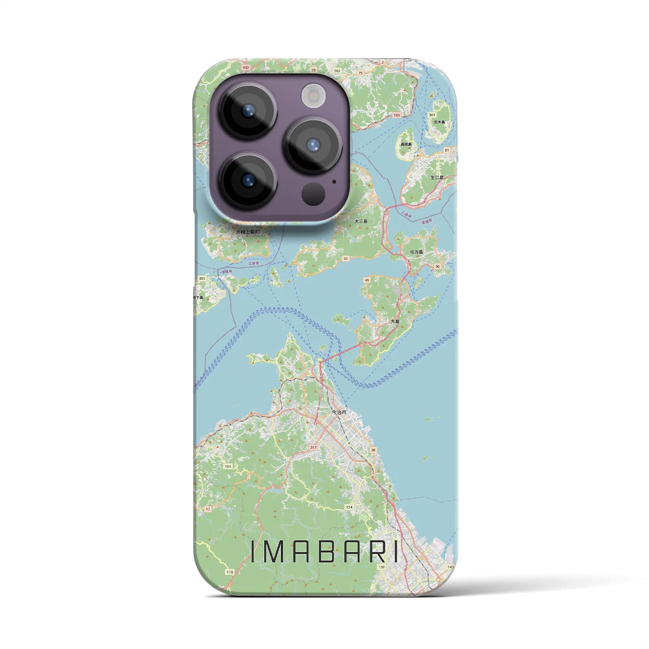 【今治3（愛媛県）】地図柄iPhoneケース（バックカバータイプ）