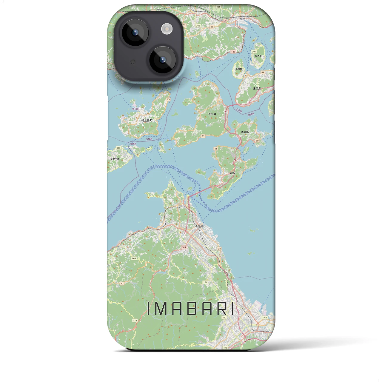 【今治3（愛媛県）】地図柄iPhoneケース（バックカバータイプ）
