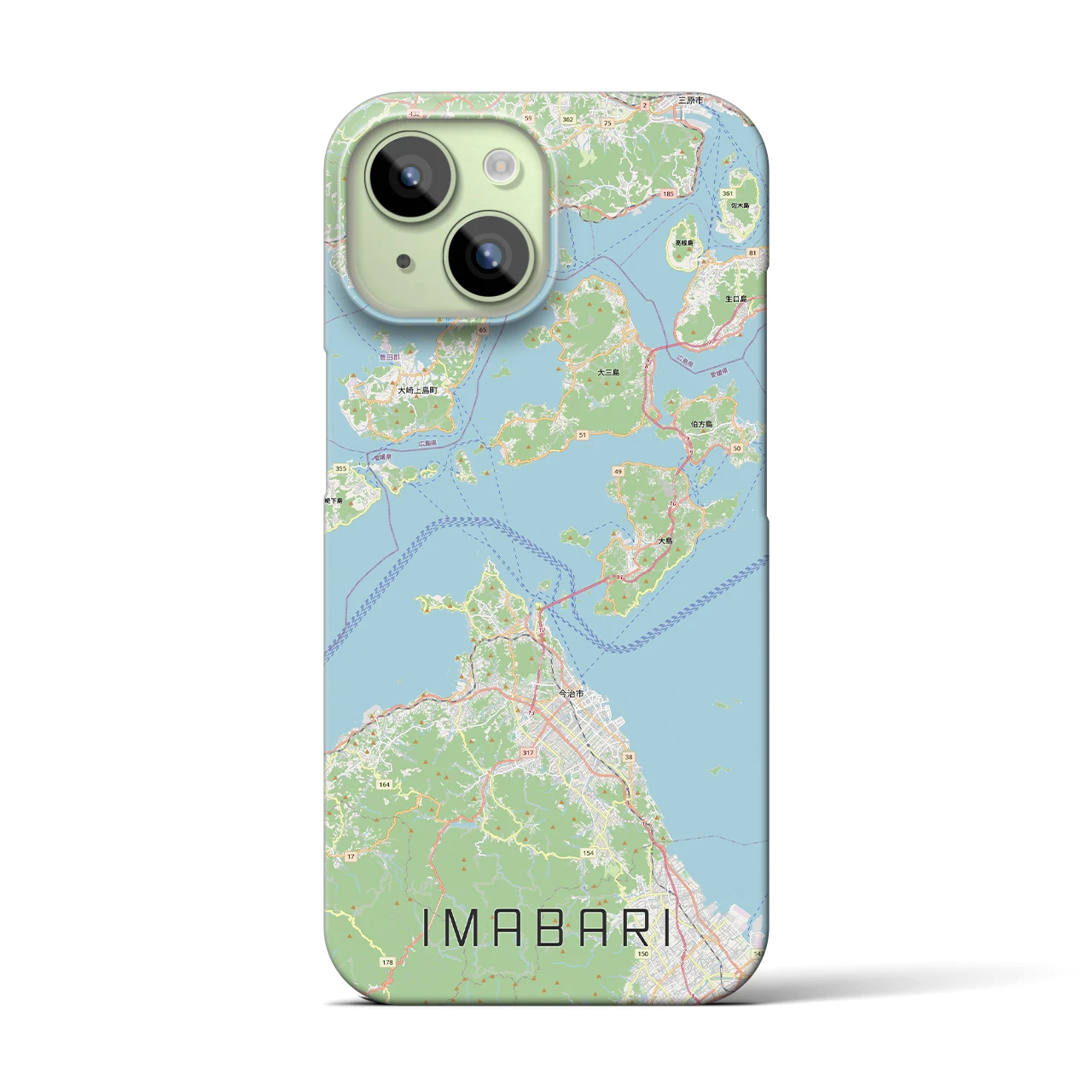 【今治3（愛媛県）】地図柄iPhoneケース（バックカバータイプ）