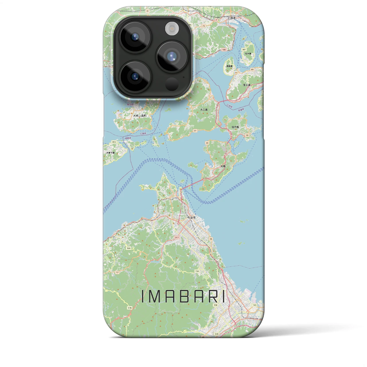 【今治3（愛媛県）】地図柄iPhoneケース（バックカバータイプ）