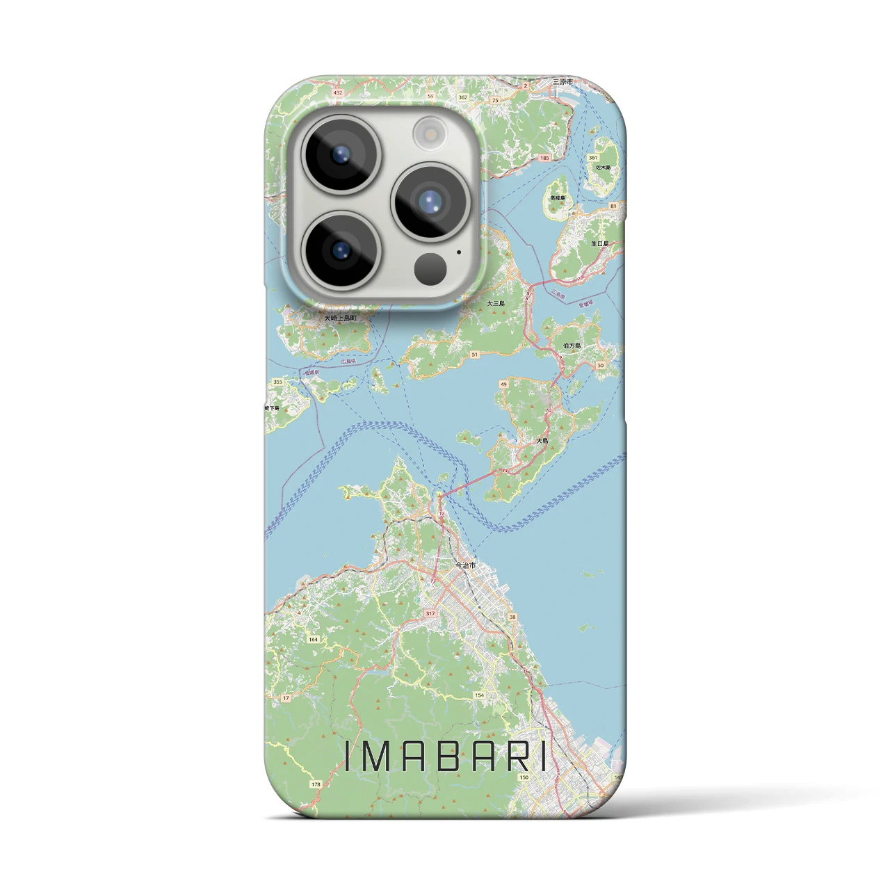 【今治3（愛媛県）】地図柄iPhoneケース（バックカバータイプ）