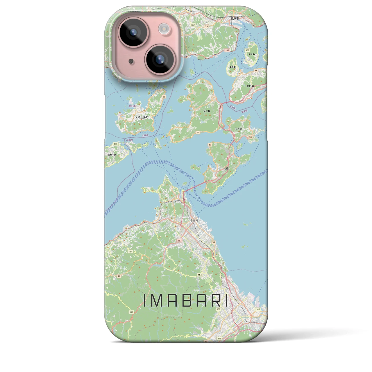 【今治3（愛媛県）】地図柄iPhoneケース（バックカバータイプ）