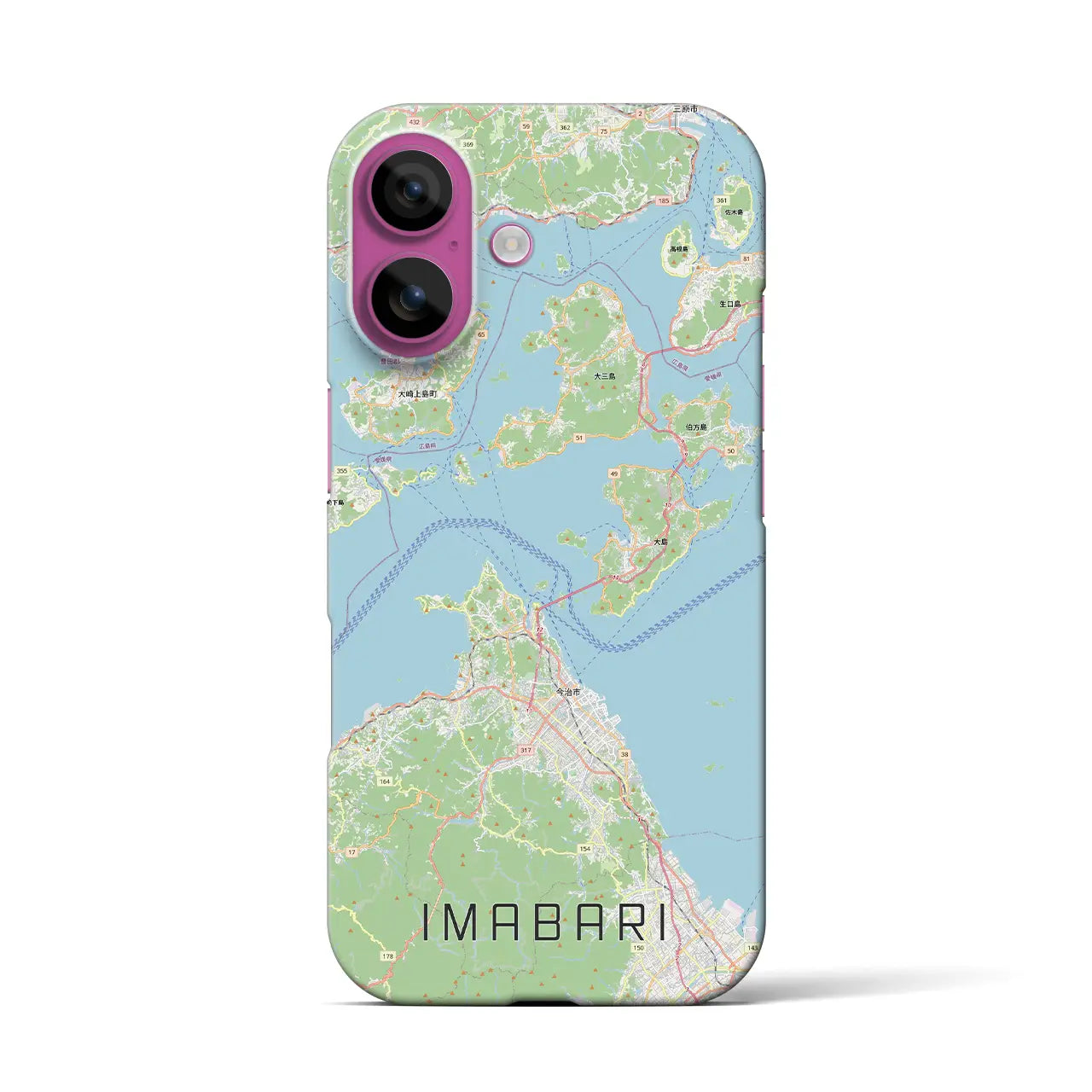 【今治3（愛媛県）】地図柄iPhoneケース（バックカバータイプ）