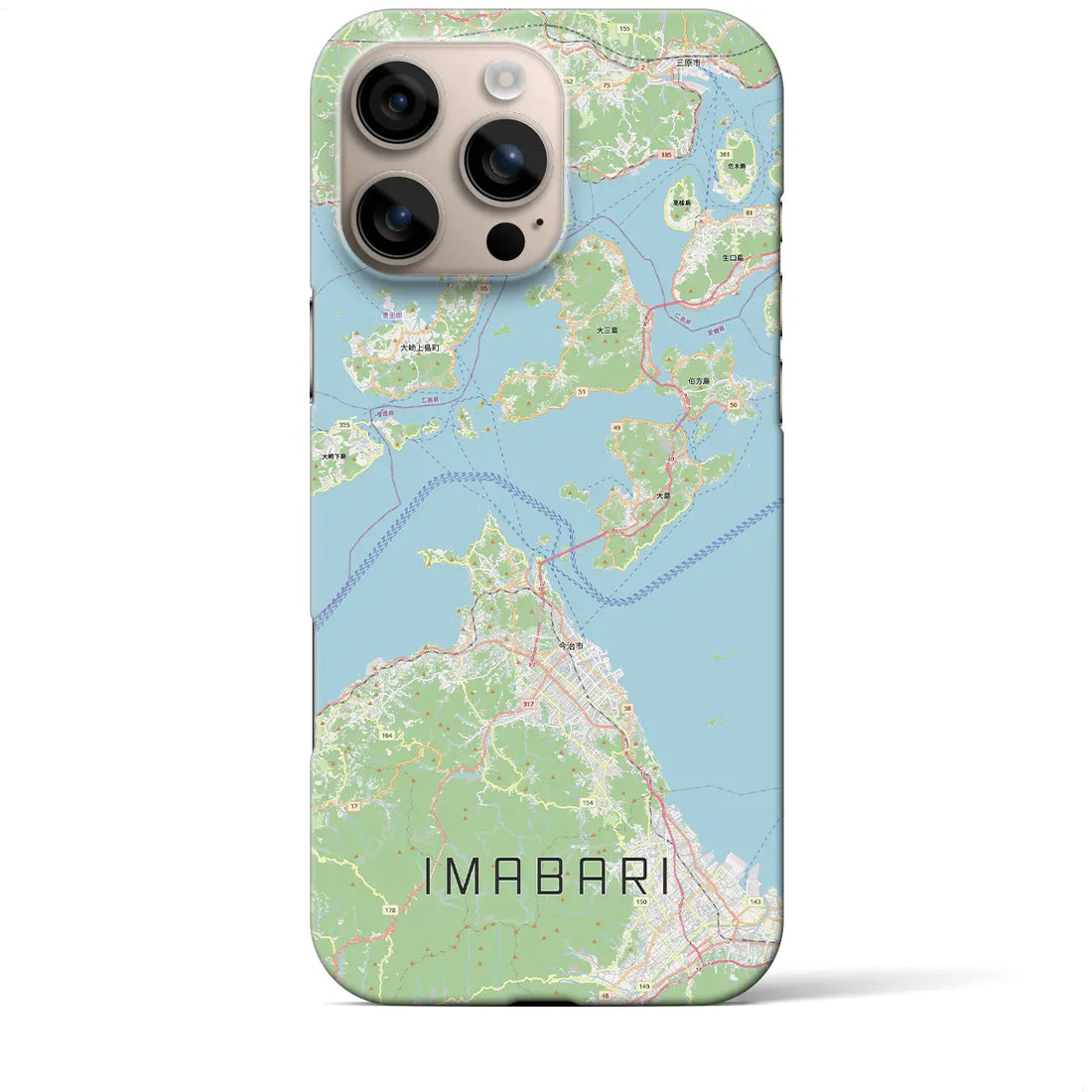 【今治3（愛媛県）】地図柄iPhoneケース（バックカバータイプ）