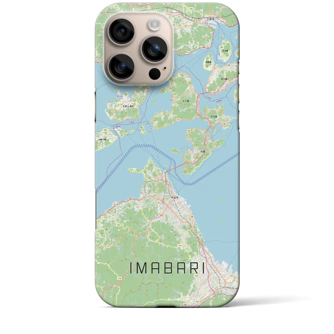 【今治3（愛媛県）】地図柄iPhoneケース（バックカバータイプ）
