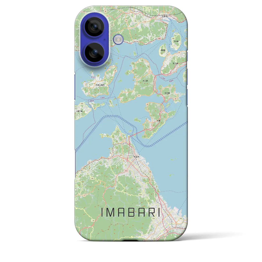 【今治3(愛媛県)】地図柄iPhoneケース(バックカバータイプ)ブラック・iPhone 16 Pro Max 用