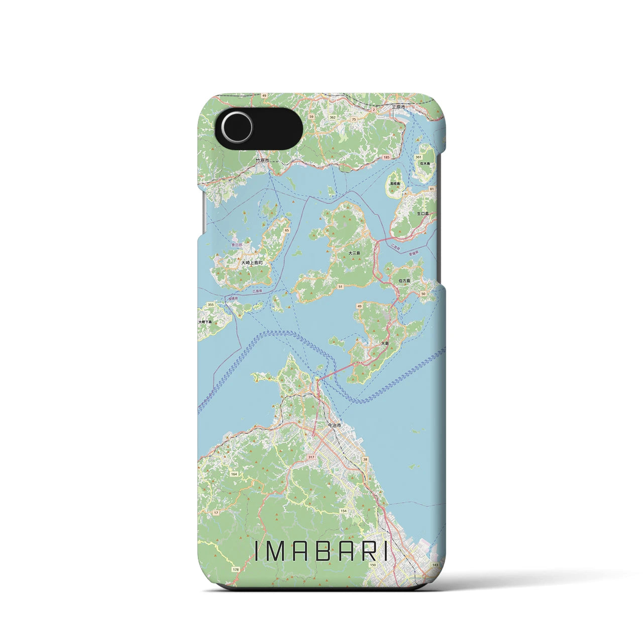 【今治3（愛媛県）】地図柄iPhoneケース（バックカバータイプ）