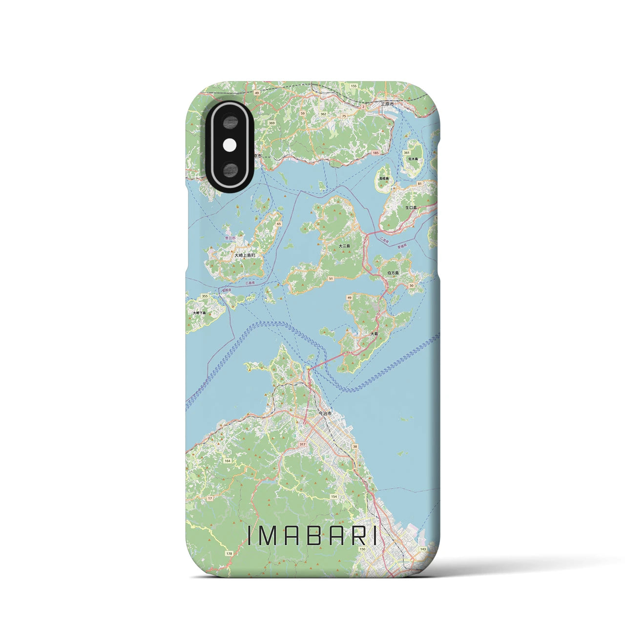 【今治3（愛媛県）】地図柄iPhoneケース（バックカバータイプ）