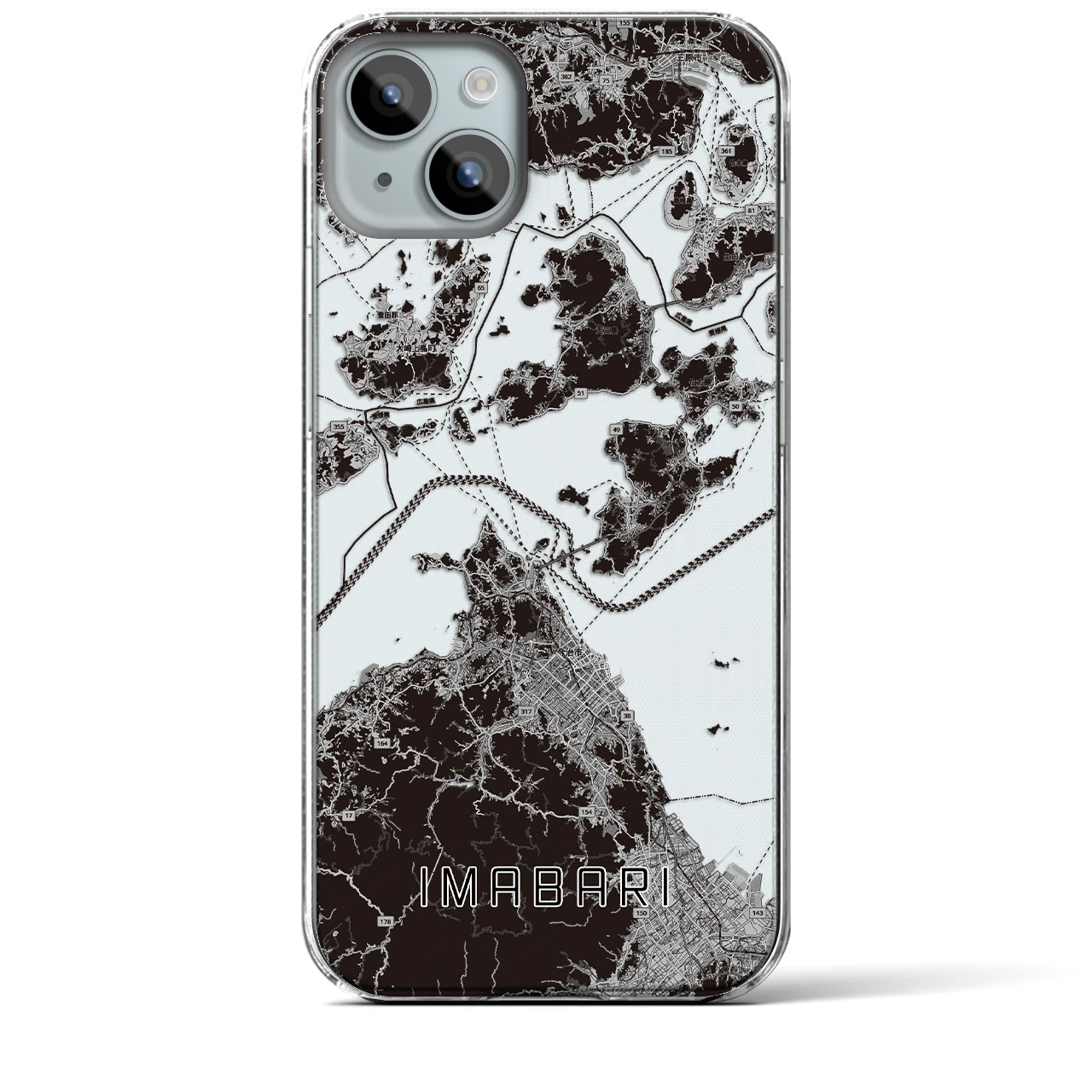 【今治3（愛媛県）】地図柄iPhoneケース（クリアタイプ）