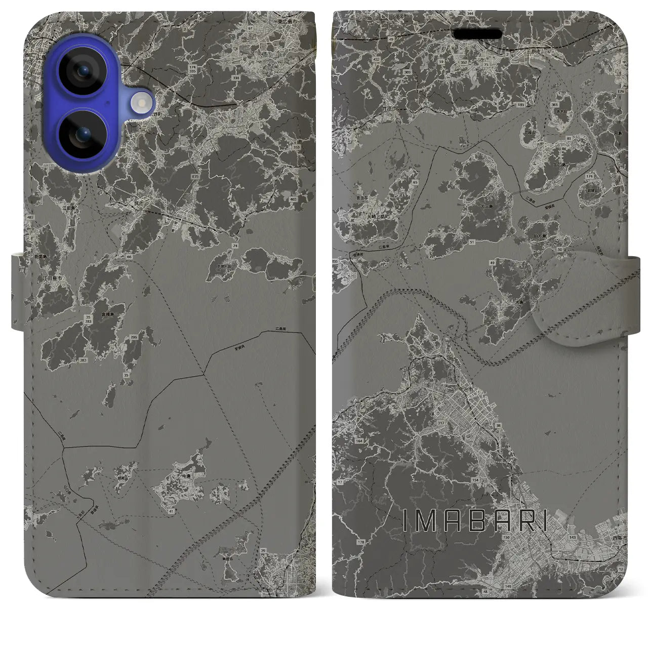 【今治3（愛媛県）】地図柄iPhoneケース（手帳タイプ）