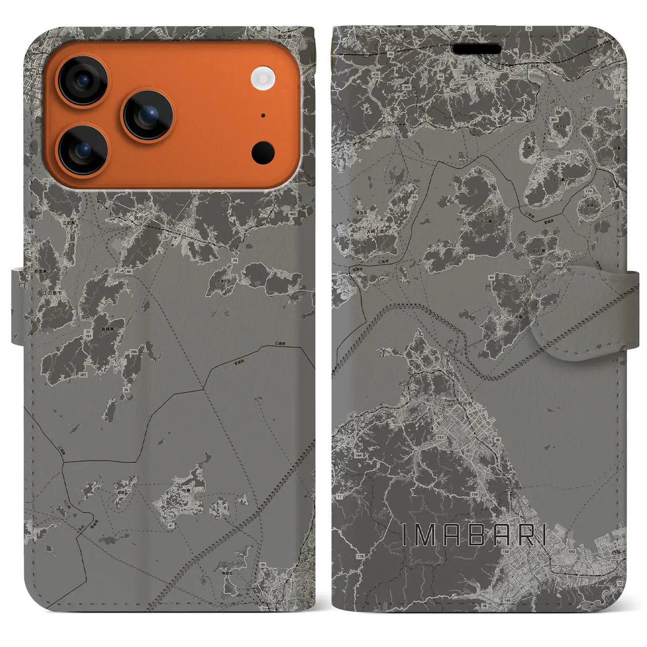 【今治3（愛媛県）】地図柄iPhoneケース（手帳タイプ）