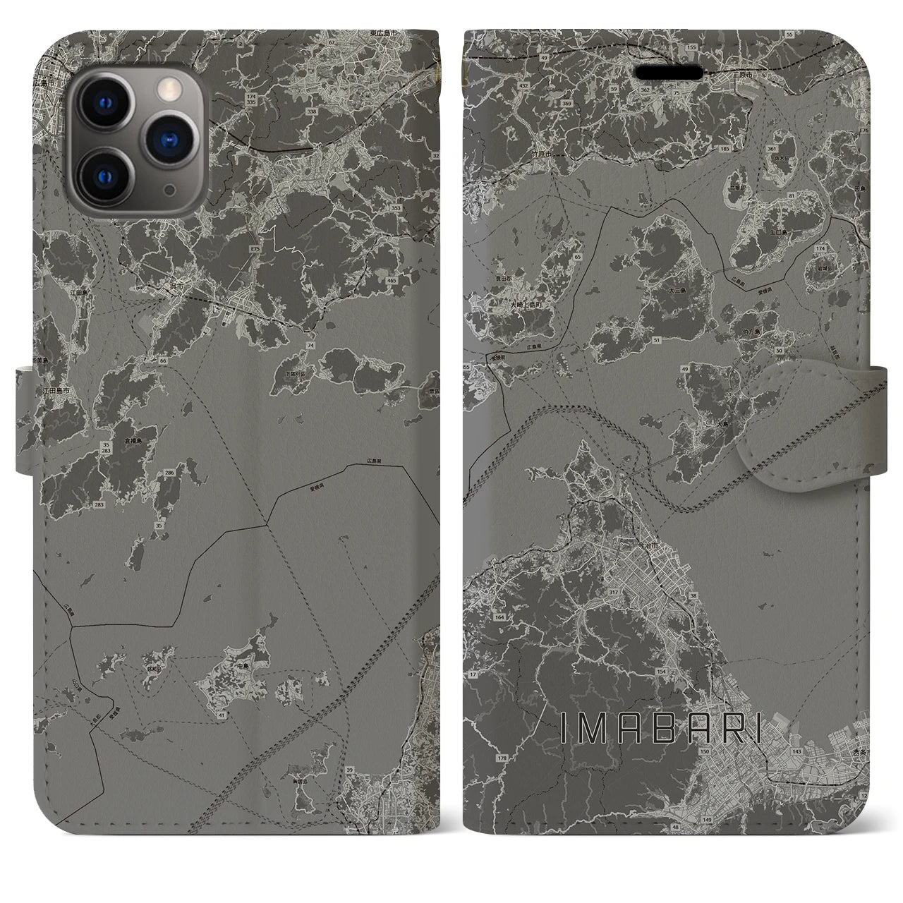 【今治3（愛媛県）】地図柄iPhoneケース（手帳タイプ）