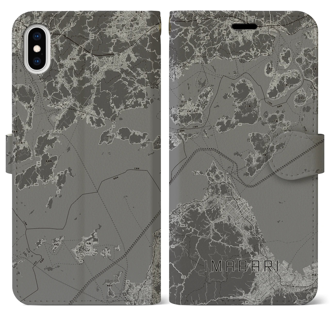 【今治3（愛媛県）】地図柄iPhoneケース（手帳タイプ）