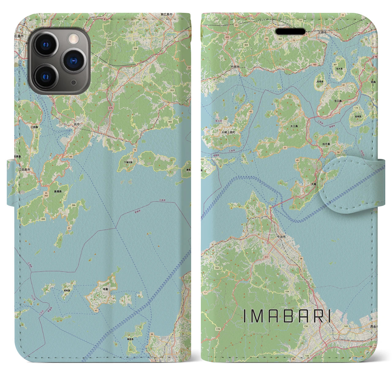 【今治3（愛媛県）】地図柄iPhoneケース（手帳タイプ）