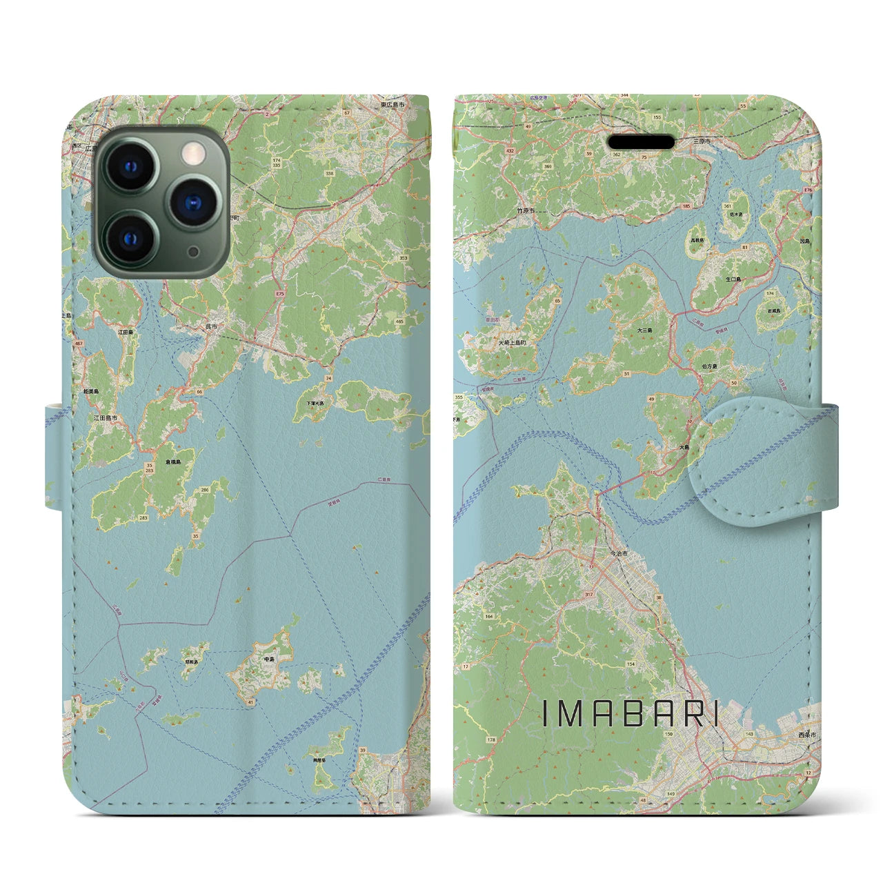 【今治3（愛媛県）】地図柄iPhoneケース（手帳タイプ）