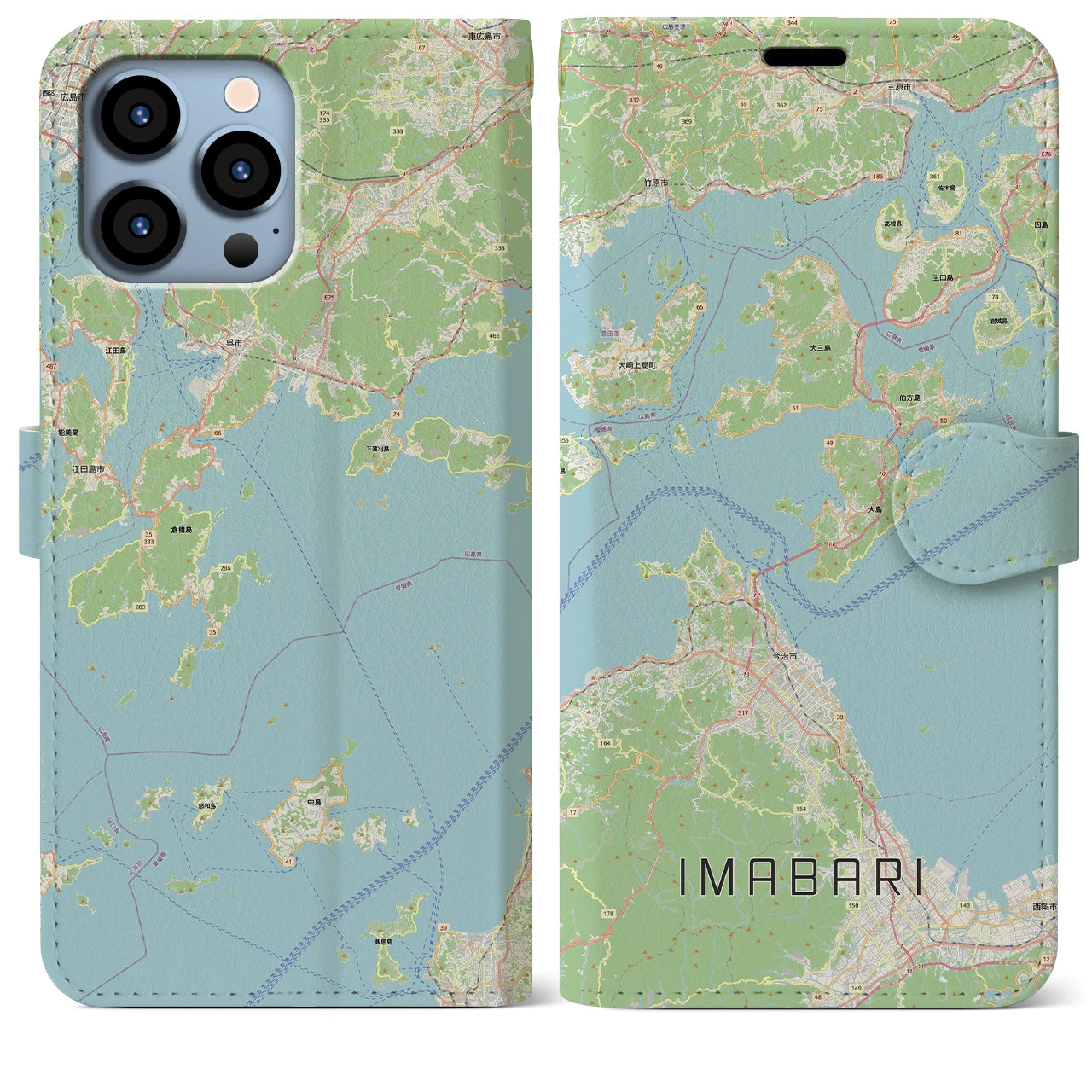 【今治3（愛媛県）】地図柄iPhoneケース（手帳タイプ）