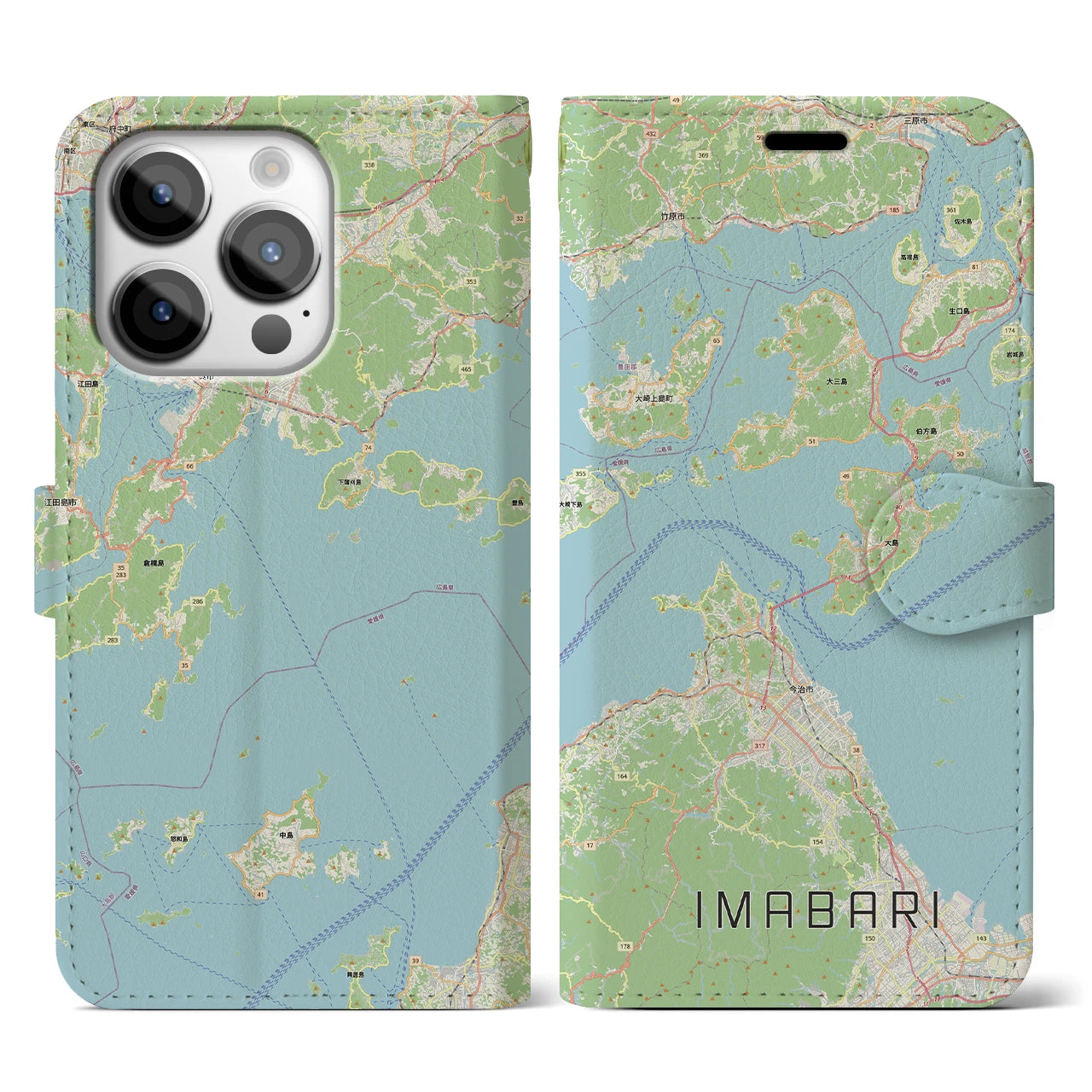 【今治3（愛媛県）】地図柄iPhoneケース（手帳タイプ）