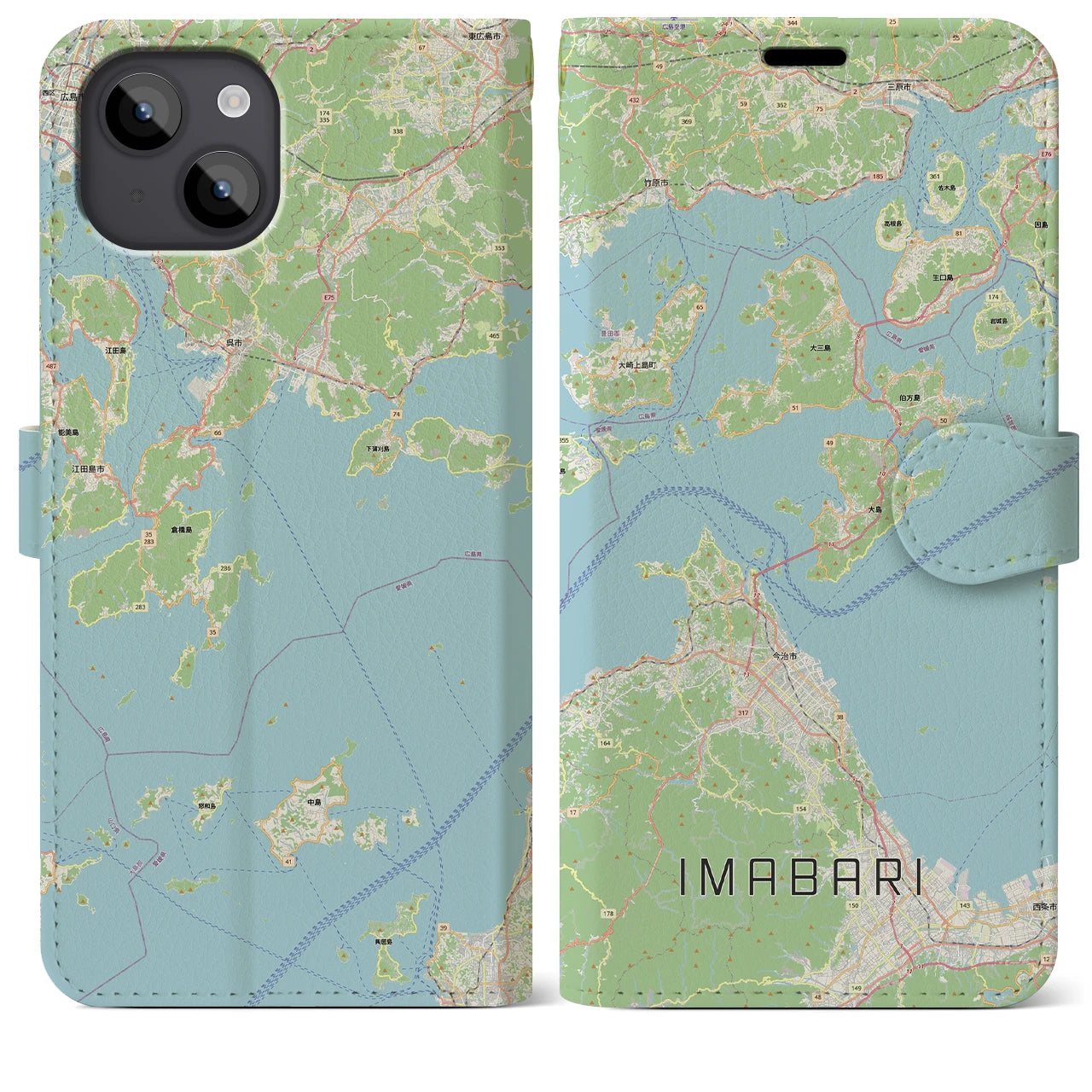 【今治3（愛媛県）】地図柄iPhoneケース（手帳タイプ）
