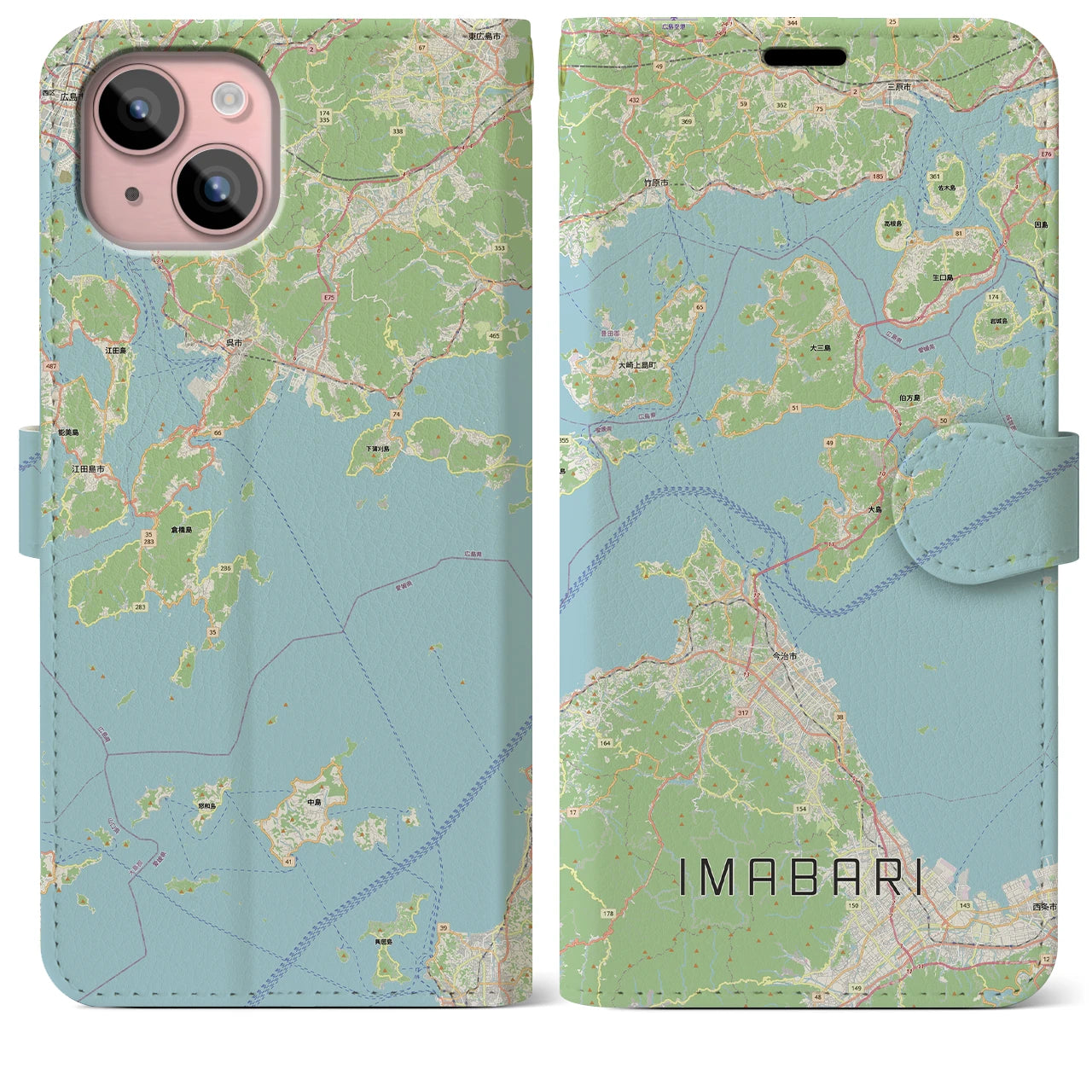 【今治3（愛媛県）】地図柄iPhoneケース（手帳タイプ）