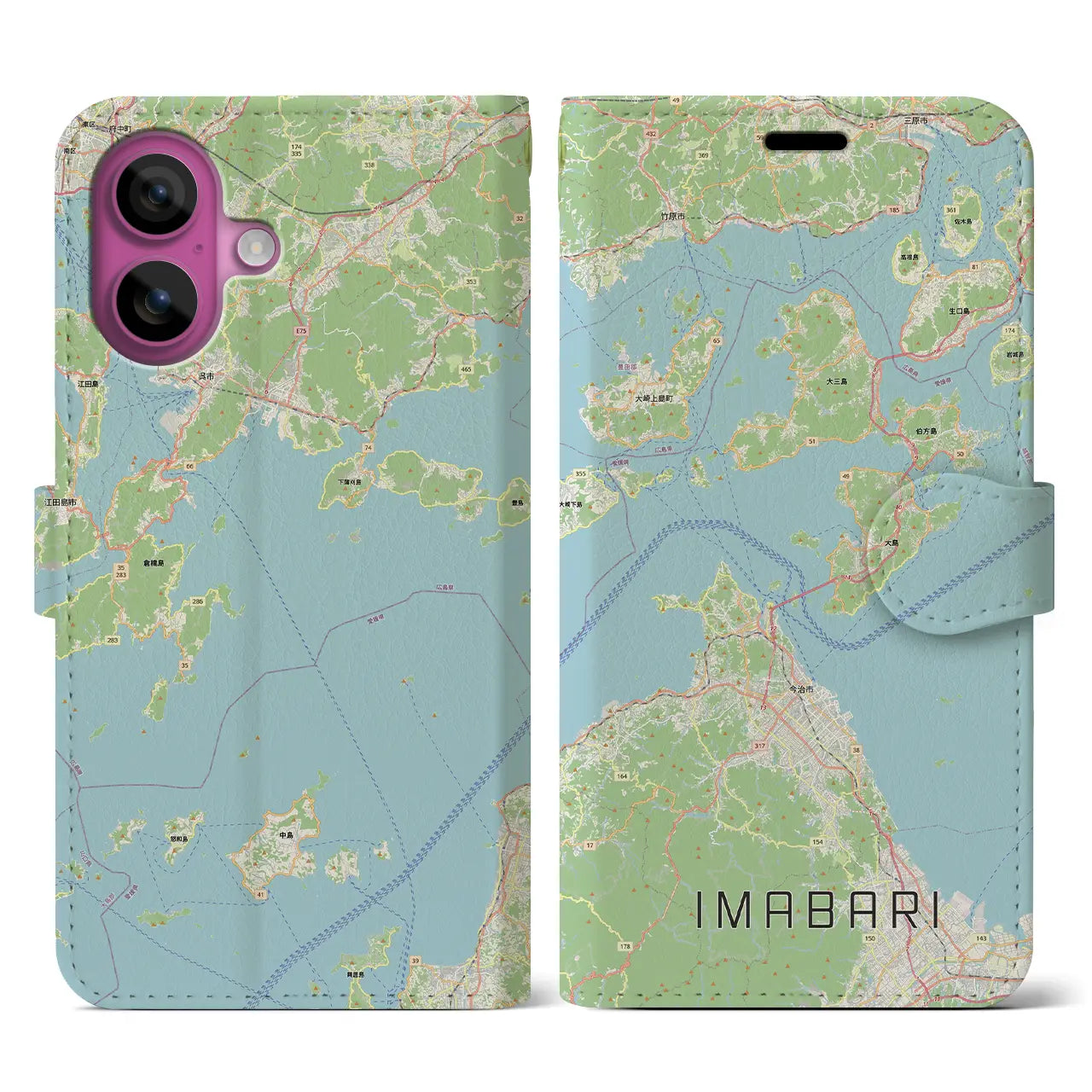【今治3（愛媛県）】地図柄iPhoneケース（手帳タイプ）