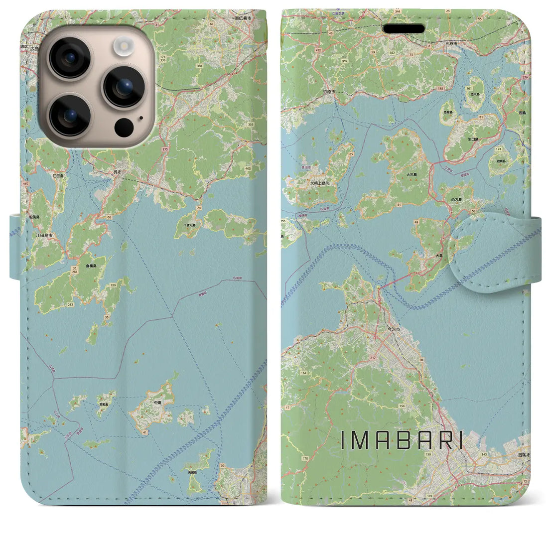 【今治3（愛媛県）】地図柄iPhoneケース（手帳タイプ）