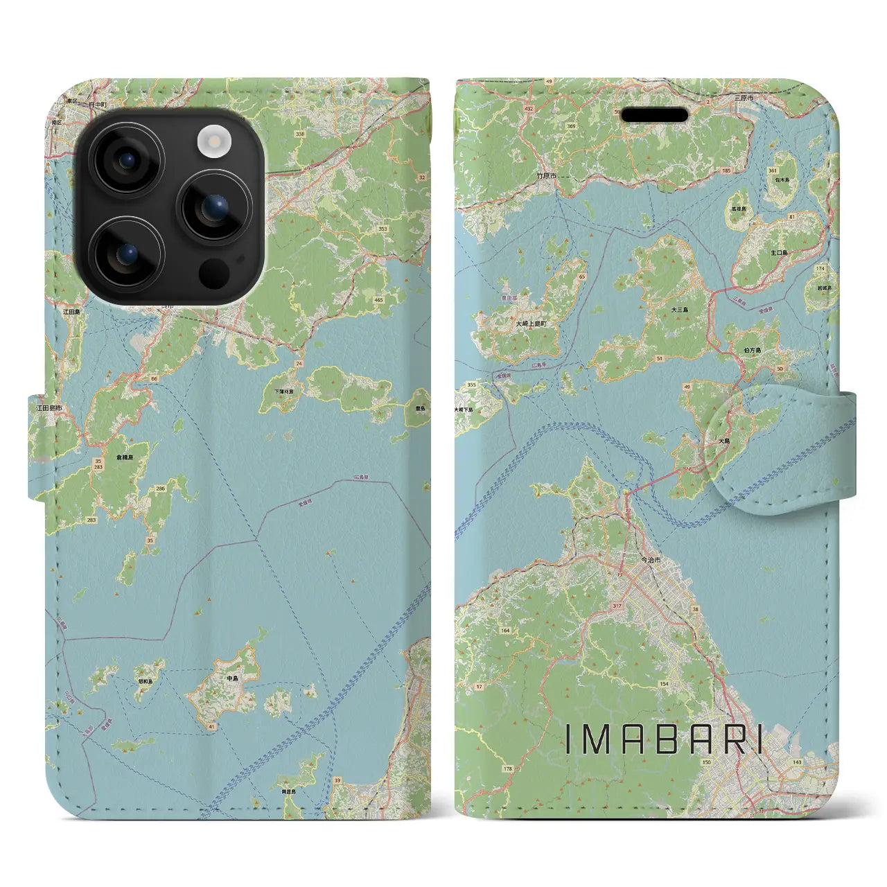 【今治3（愛媛県）】地図柄iPhoneケース（手帳タイプ）