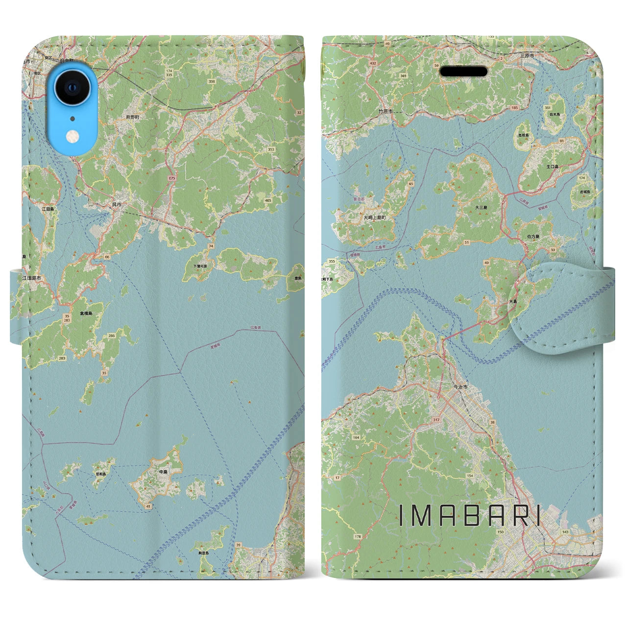 【今治3（愛媛県）】地図柄iPhoneケース（手帳タイプ）