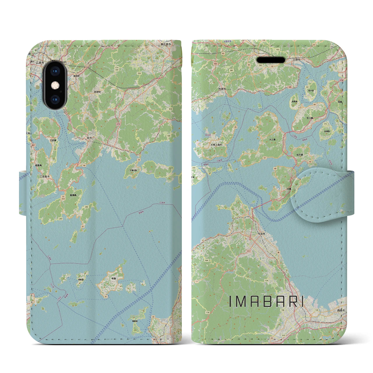 【今治3（愛媛県）】地図柄iPhoneケース（手帳タイプ）