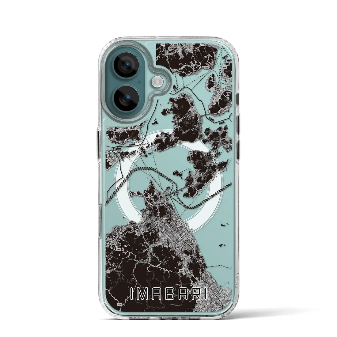 【今治3(愛媛県)】地図柄iPhoneケース(MagSafeタイプ)モノトーン・iPhone 16 Pro 用