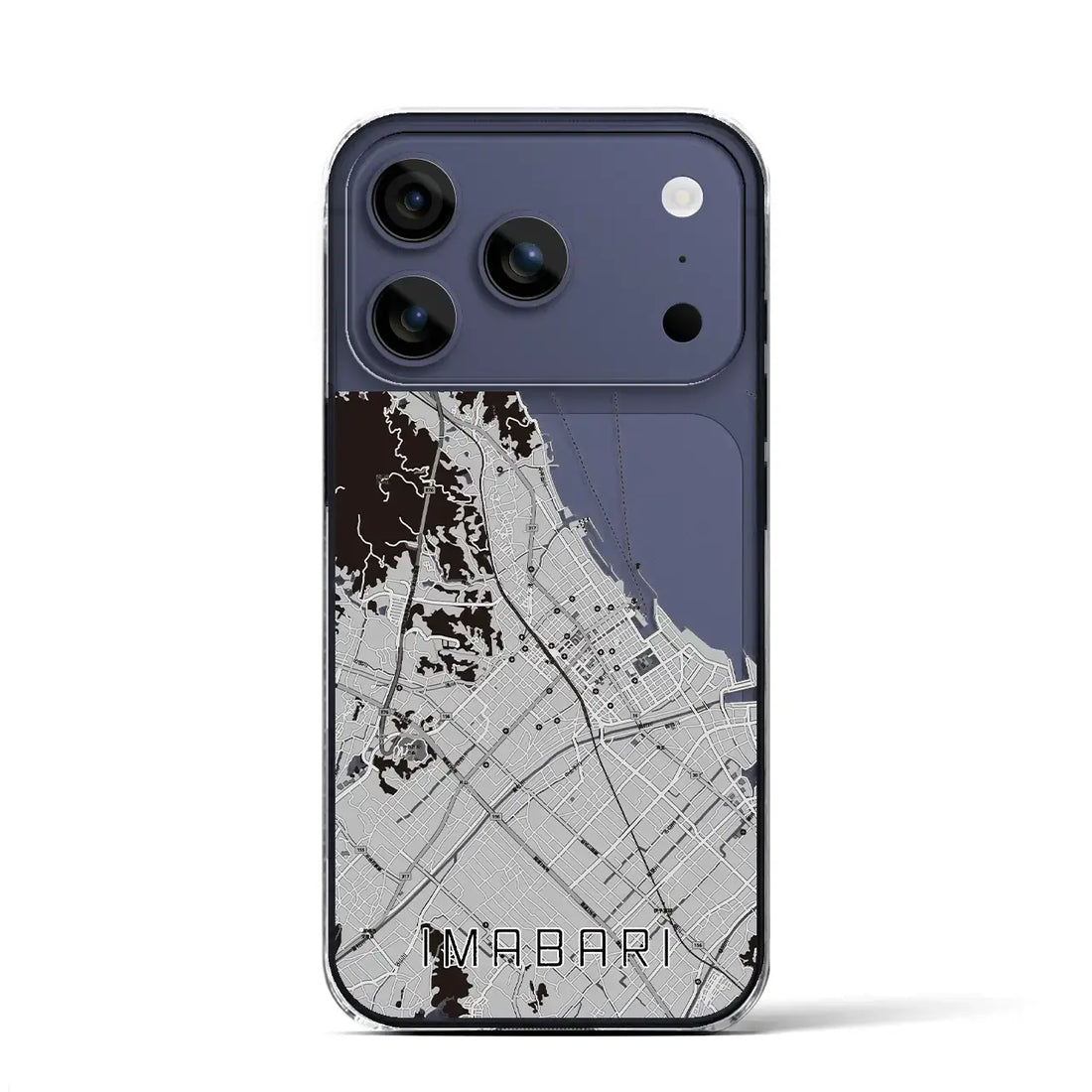 【今治（愛媛県）】地図柄iPhoneケース（クリアタイプ）モノトーン・iPhone 17 Pro Max 用