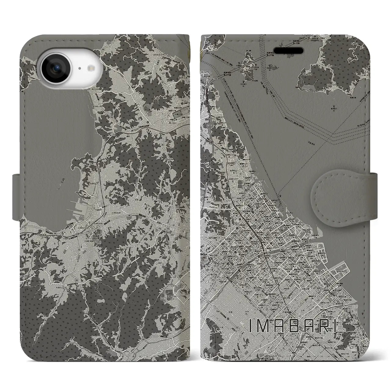 【今治（愛媛県）】地図柄iPhoneケース（手帳タイプ）