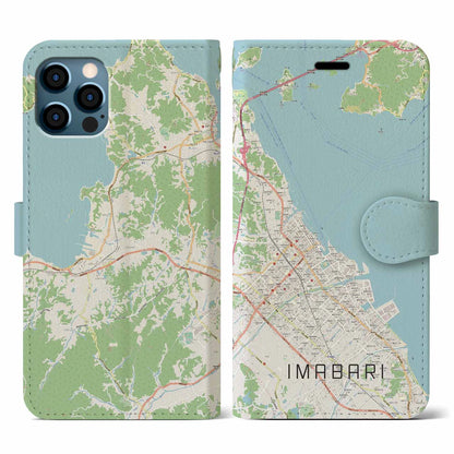【今治（愛媛県）】地図柄iPhoneケース（手帳タイプ）ナチュラル・iPhone 12 / 12 Pro 用