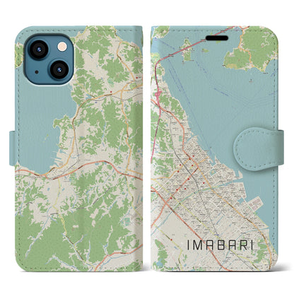 【今治（愛媛県）】地図柄iPhoneケース（手帳タイプ）ナチュラル・iPhone 13 用
