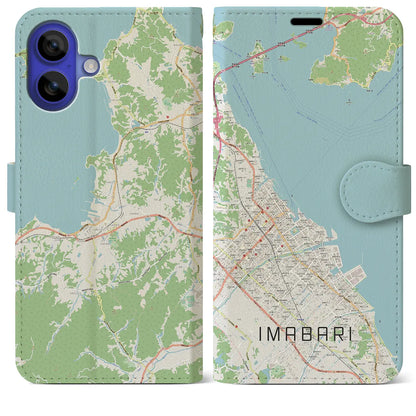 【今治（愛媛県）】地図柄iPhoneケース（手帳タイプ）ナチュラル・iPhone 16 Pro Max 用