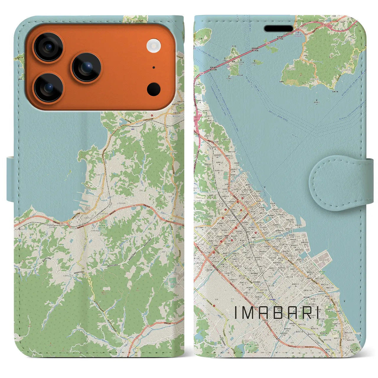 【今治（愛媛県）】地図柄iPhoneケース（手帳タイプ）